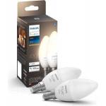 Philips White E14 LED candle-shaped lamps pack of 2 (470 lm), dimmable LED bulbs for the Hue lighting system with warm white light, smart light control via voice and app - 929003021102
