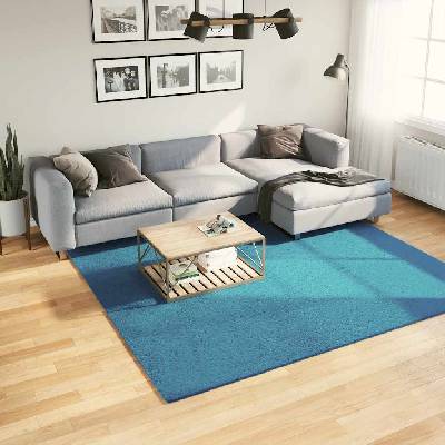 vidaXL Килим OVIEDO с къс косъм, тюркоаз, 240x240 см (375606)