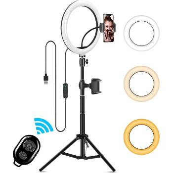 Foxgood 10" Универсална LED Ринг лампа с трипод 186см, различни цветове, YouTube, TikTok (19163)