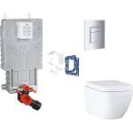 GROHE Uniset - Комплект за предстенна инсталация, тоалетна, седалка SoftClose, бутони Skate Cosmopolitan и комплект за поставяне на таблет, Triple Vortex, матов хром SANI15BB2116 (SANI15BB2116)