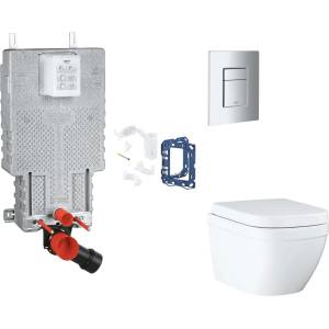 GROHE Uniset - Комплект за предстенна инсталация, тоалетна, седалка SoftClose, бутони Skate Cosmopolitan и комплект за поставяне на таблет, Triple Vortex, матов хром SANI15BB2116 (SANI15BB2116)