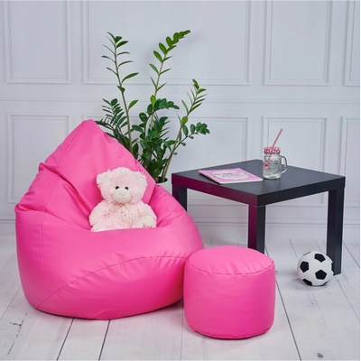 Supplies sedací vak Puro z ekokože XXXL s podnožkou grátis v rúžovej farbe