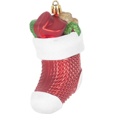 MagicHome Ozdoba Vánoce sada 3 ks 11 cm ponožky červené na vánoční stromek