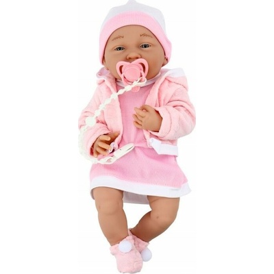 LeanToys Baby Doll s dudlíkem Šaty Čepice Růžová přikrývka Příslušenství 35 cm