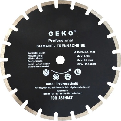 Diamantový kotúč na betón a ASFALT 350 x 25,4 x 3 mm, GEKO PROFI