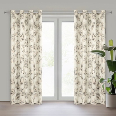Takoy Závěs GLORIA z měkkého sametu s lesklým potiskem palmových listů 140 x 250 cm-HF-460839 | 140 x 250 cm
