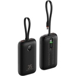 VEGER Външна батерия с вграден USB-C и Lightning кабел и USB-C, USB-А портове - Veger W1188 Power Bank With USB-C And Lightning cable 35W 10000mAh (черен) (W1188)