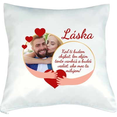 FOTOpošta Vankúš s fotkou rámik Láska objatie 40x40