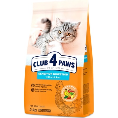 CLUB 4 PAWS Premium Sensitive digestion. For adult cats, 2 kg