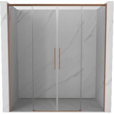 Mexen Rox Двойни плъзгащи се душ врати 190 см, прозрачни, четкана мед (8C2-190-002-65-00)