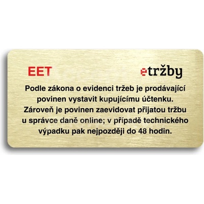 ACCEPT Piktogram EET - běžný režim - zlatá tabulka - barevný tisk bez rámečku
