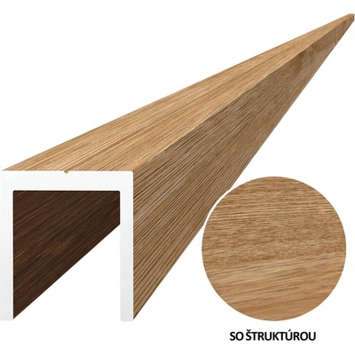 Hliníkový uchycovací profil pro lamely, tvar U, šířka 20,5 mm, s povrchovou úpravou dřevo dekor se strukturou, buk 6m +/- 5mm (AL-UP4-DS-6)