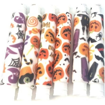 Alltoys Fidget pop rúrky 6 ks so svetelným efektom Halloween