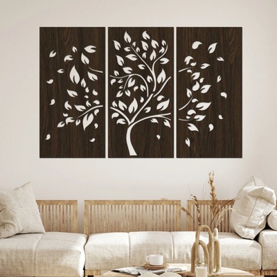 dřevo života 3 dílný dřevěný strom PODZIM Zvolte barvu dekoru: Wenge, Rozměry (cm): 90x60