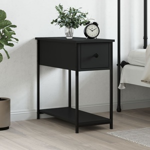 vidaXL Нощно шкафче, черно, 30x60x60 см, инженерно дърво (826053)