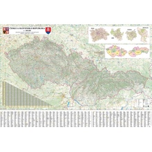 Excart Maps ČR + SR - nástěnná mapa 200 x 140 cm Varianta: bez rámu v tubusu, Provedení: laminovaná mapa s očky