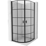 Mexen Mist полукръгла душ кабина с отваряеми врати 90 x 90 см, черна решетка, черна - 8A31-090-090-70-77 (8A31-090-090-70-77)