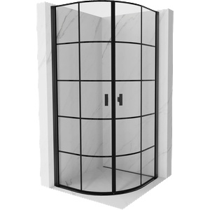 Mexen Mist полукръгла душ кабина с отваряеми врати 90 x 90 см, черна решетка, черна - 8A31-090-090-70-77 (8A31-090-090-70-77)