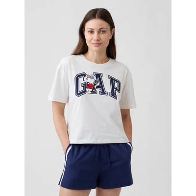 GAP Oversize tričko Americana Gap & Peanuts Snoopy s logom Biela