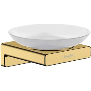 Hansgrohe AddStoris - Сапунница с държач, матирано стъкло/полиран златен вид 41746990 (41746990)