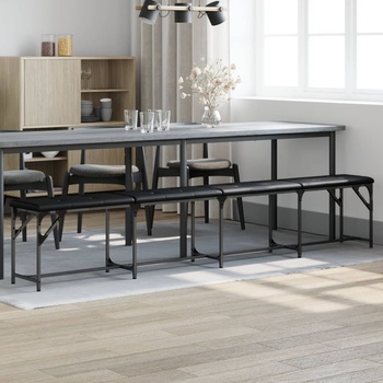 Image 1 of vidaXL Трапезна пейка, черна, 248x32x45 см, стомана и изкуствена кожа (835226)