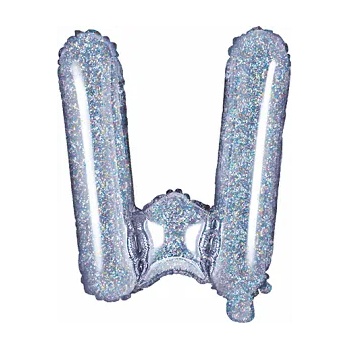 PartyDeco Балон от фолио Mini - Буква W 35см холографичен