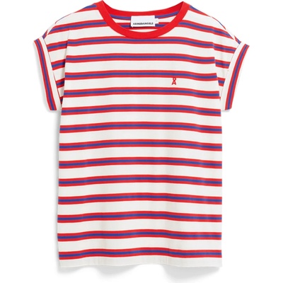 Armedangels Дамска тениска ARMEDANGELS Women's Idaara Stripes T-shirt - Light Oatmilk / Mars Red / Dynamo Blue (916-2765-0912)
