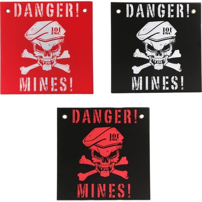 Ceduľa papierová Danger! Mines! - čierna-biela