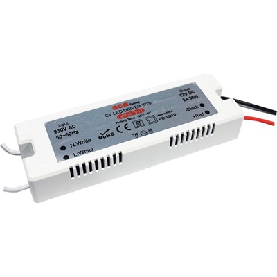 ACA Lighting LED napájací zdroj plastový 230V AC -> 12V DC/36W/3A/IP20