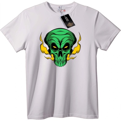 NOONEBRAND Тениска Зелен Пламтящ Череп - 5XL, Black