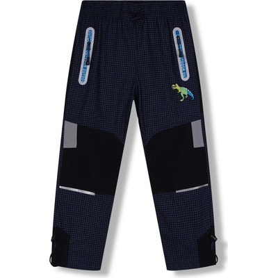 Chlapčenské outdoorové nohavice KUGO G8860 tmavo modrá tyrkysové zipsy Modrá tmavo