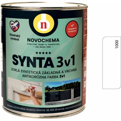 NOVOCHEMA SYNTA 3v1 syntetická základní a vrchní antikorozní barva 3v1 5 kg Bílá