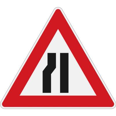 Dopravní značka A6b-L Zúžená vozovka zleva