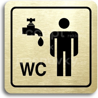 ACCEPT Piktogram umývárna, WC muži - zlatá tabulka - černý tisk