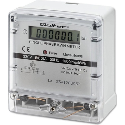 Jednofázový elektroměr Qoltec 230V s LCD displejem