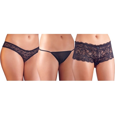 Cottelli Collection Crotchless Panties, Briefs and String Set 2310279 Black XL