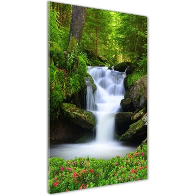 Vertikálny foto obraz sklenený Vodopád v lese 50x100 cm