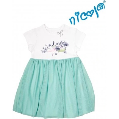 Nicol Dojčenské šaty Morská víla - zeleno/biele