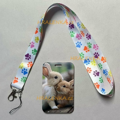 Šňůrka na krk 26143 s cedulkou na ID karty Králíčci