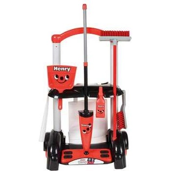 Casdon Количка за почистване Henry, 6 части - червена