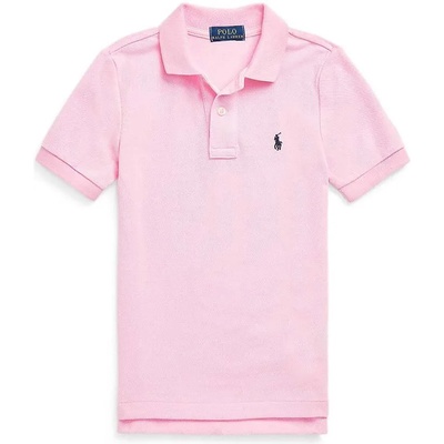 Ralph Lauren Детска памучна тениска с яка Polo Ralph Lauren в розово с изчистен дизайн (321603252003)