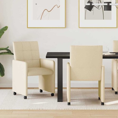 vidaXL Столове с Колела с колела 2 pcs Крем 58 х 65 х 94 см текстил (42017836)