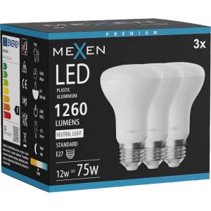 Mexen Nova 3x LED крушка E27, R63, 12W, Неутрална - 4000K, 1260 lm - L104-E27-1240-01x03 (L104-E27-1240-01x03)