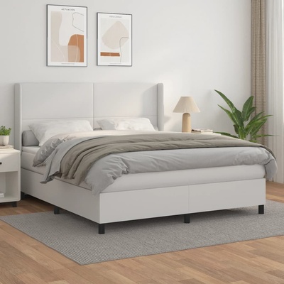 Petrashop 3132394 boxspring postel s matrací bílá umělá kůže