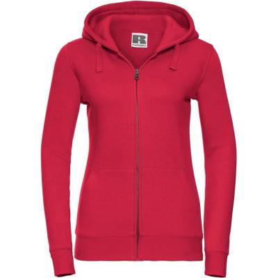 Russell women's sweatshirt with hood and zipper Authentic červená