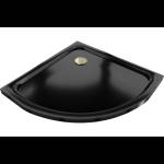 Mexen Flat полукръгъл душ коритo slim 90 x 90 см, черен, златен сифон - 41709090G (41709090G)