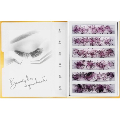 Luxury Lashes 6D řasy OMBRE Zakřivení umělých řas: CC, Délka umělých řas: Mix délek 8-13 mm, Ombre: Fialové