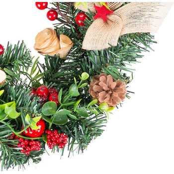 MagicHome Veniec Vianoce s čečinou a mašľami 41 cm