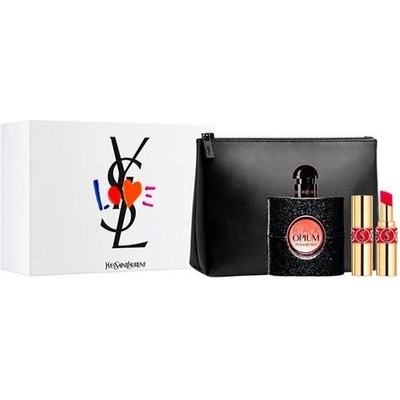 Yves Saint Laurent Black Opium EDP 50 ml + rúž Rouge Volupte Shine No.101 3,2 g + kozmetická taška darčeková sada
