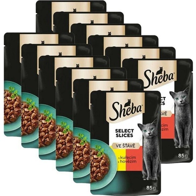 Sheba Select Slices s kuřecím a hovězím masem ve šťávě 12 x 85 g